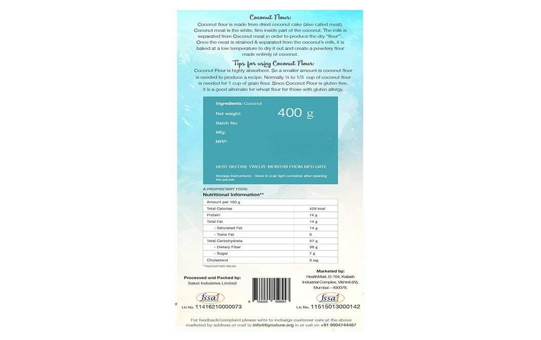 By Nature Gluten Free Coconut Flour   Pack  400 grams